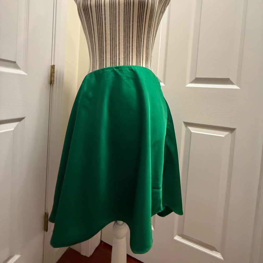 J Crew Green Satin Mini Skirt Women's Skirt Elastic Waist